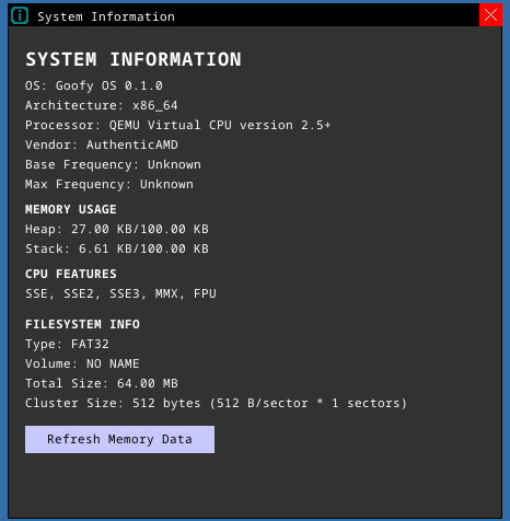 System Information Screenshot